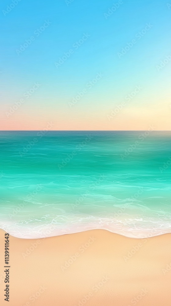 Fototapeta premium Serene Turquoise Ocean Beach Summer Wallpaper Background