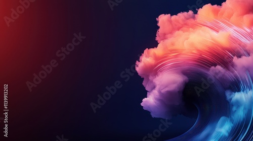 Sound Loud 3D Rendering Concept, Colorful Visualization of Explosive Audio Waves Forming in a Dramatic Abstract Background