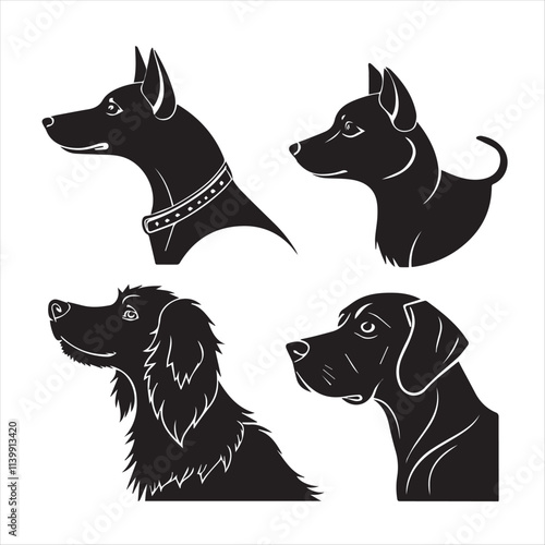 set of dogs  silhouette