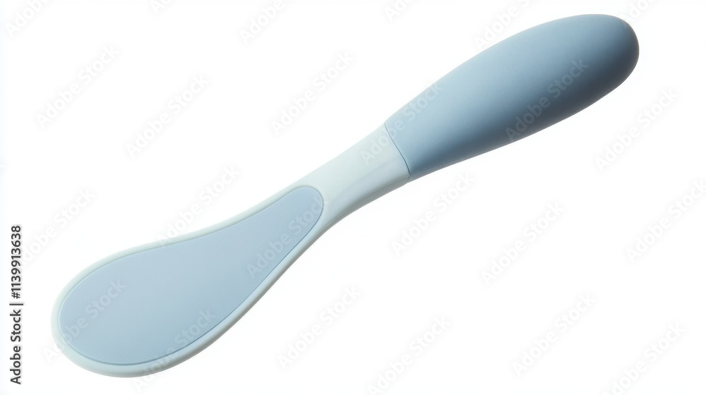 A blue-handled heel scraper designed for easy use. A blue-handled heel scraper designed for easy use.