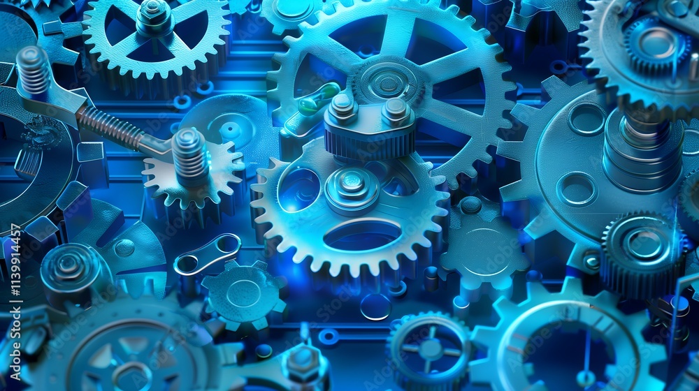 An AI ethics concept showing interconnected gears and holographic law symbols, symbolizing ethical standards, accountability, and business policy adherence.