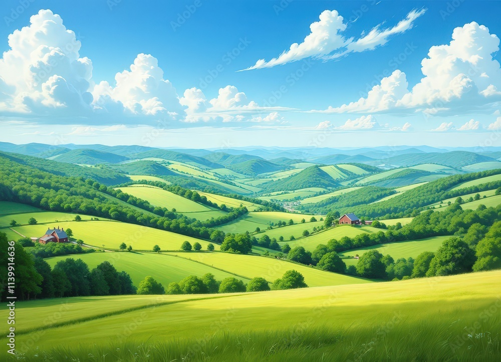 Rolling Green Hills and Sunny Sky
Rolling Green Hills and Sunny Sky