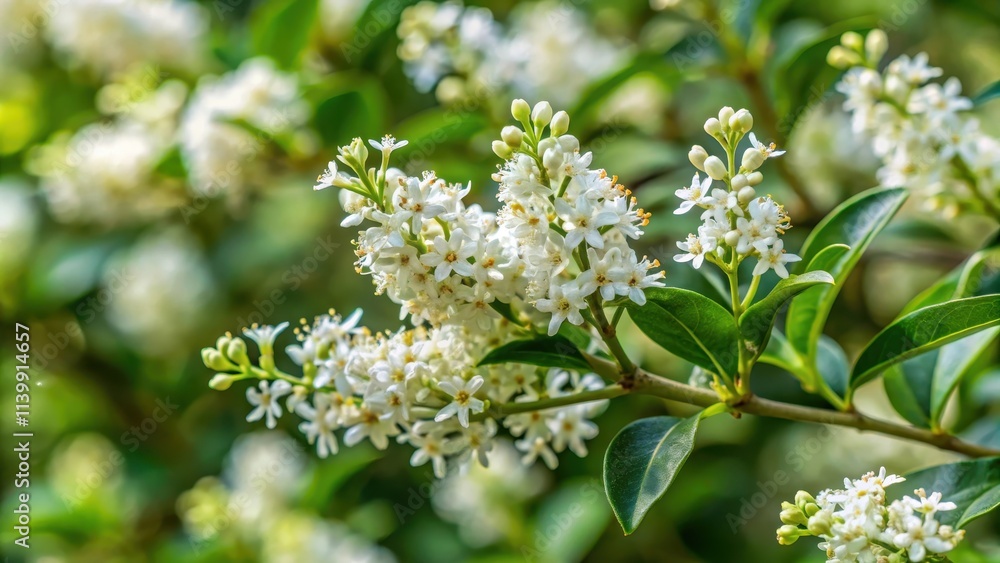 Wild privet (Ligustrum vulgare) in full bloom Wild privet (Ligustrum vulgare) in full bloom