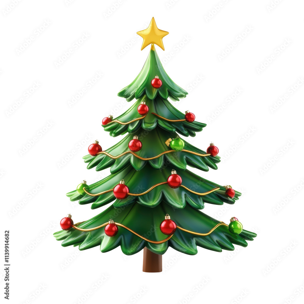 Fototapeta premium Festive Christmas tree adorned with colorful ornaments