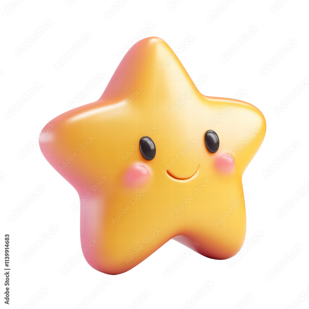 Cute smiling star character with a cheerful expression Cute smiling star character with a cheerful expression