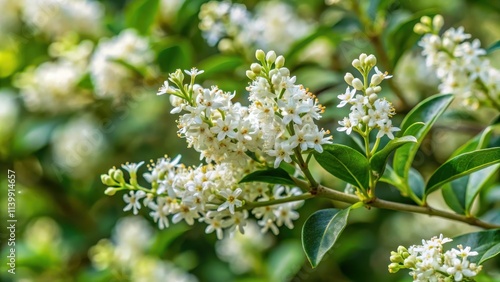 Wild privet (Ligustrum vulgare) in full bloom