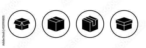 Box icon vector isolated on white background. Cardboard box, packaging open. Box vector icon
