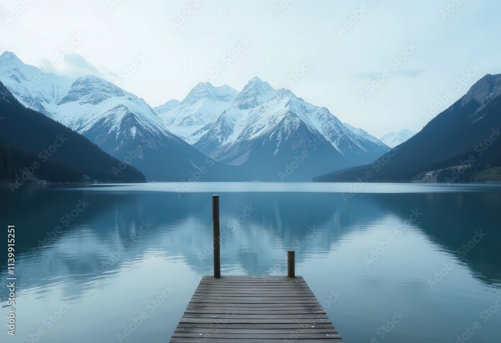 Serene Mountain Lake with Wooden Dock
Serene Mountain Lake with Wooden Dock