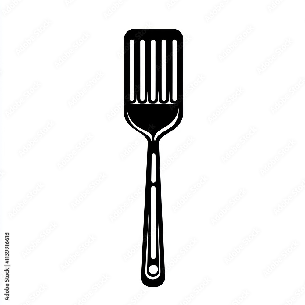 Black and white illustration of a spatula. Black and white illustration of a spatula.