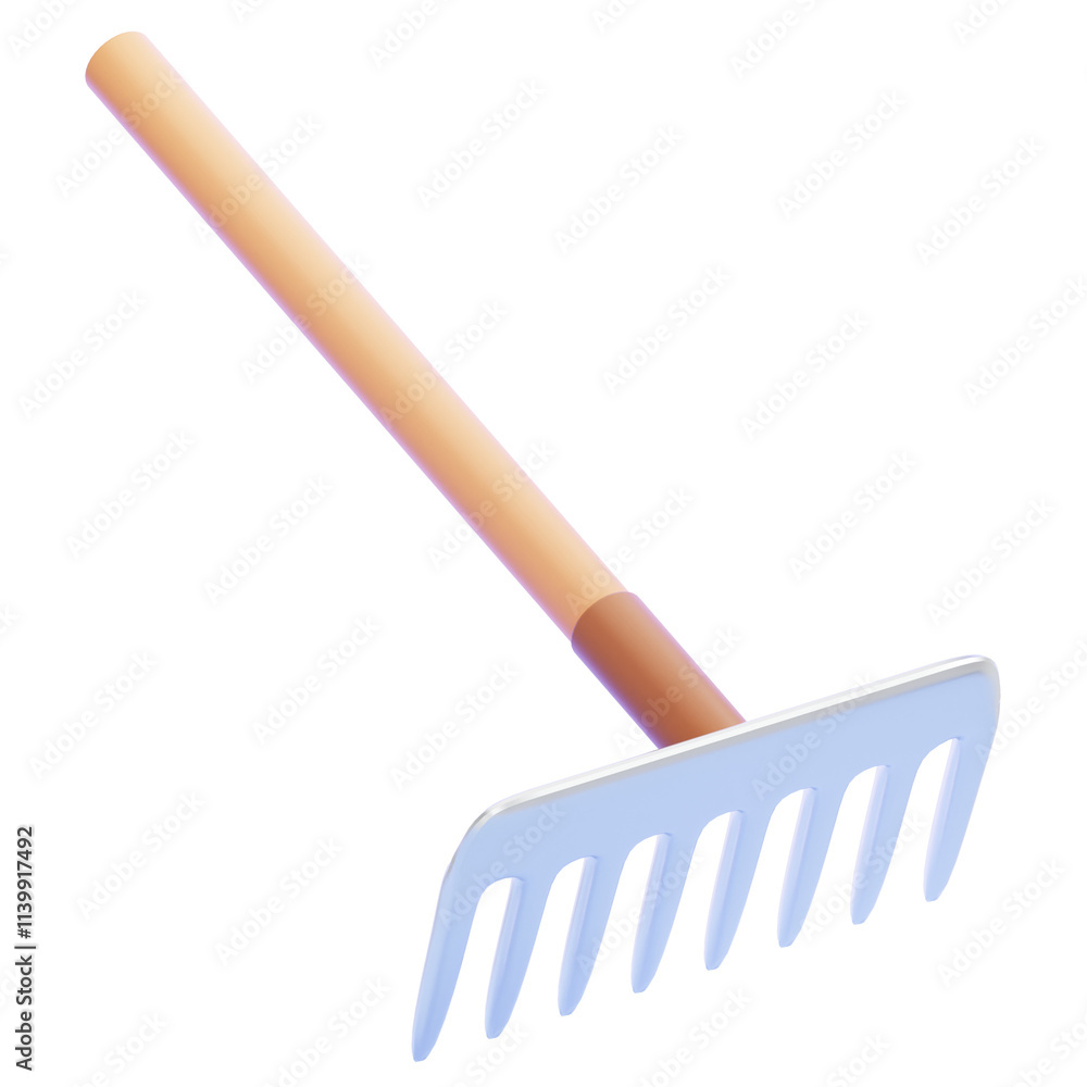 PNG 3D rake illustration isolated on a white background PNG 3D rake illustration isolated on a white background