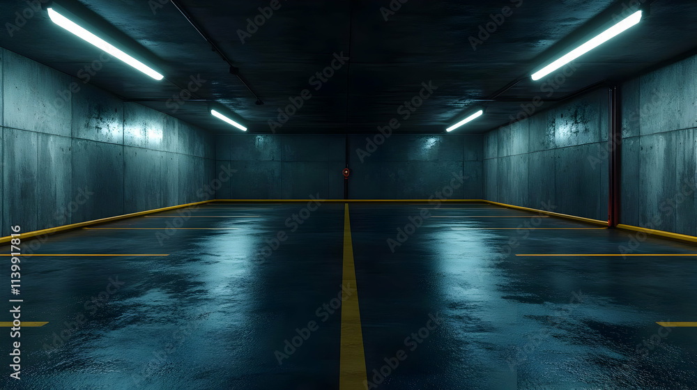 Dark Garage 3D Illustration Dark Garage 3D Illustration