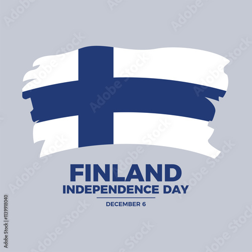 Finland Independence Day poster vector illustration. Grunge flag of Finland icon vector. Paintbrush Finnish Flag symbol. Template for background, banner, card. December 6. Important day