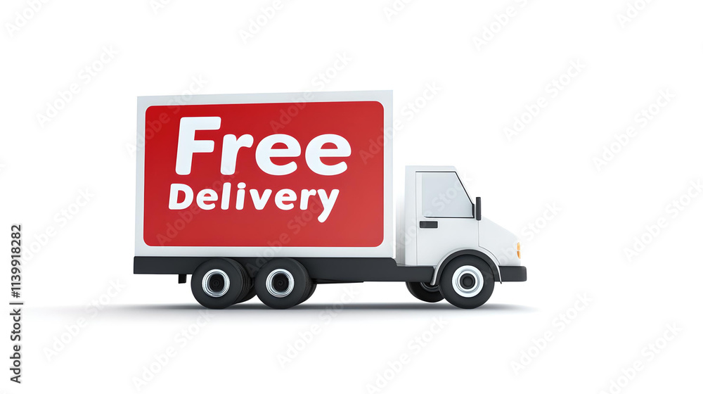 White Truck with Red Free Delivery Banner
White Truck with Red Free Delivery Banner