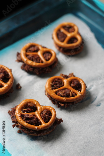 Pretzels with chocolate filling fresh homemade