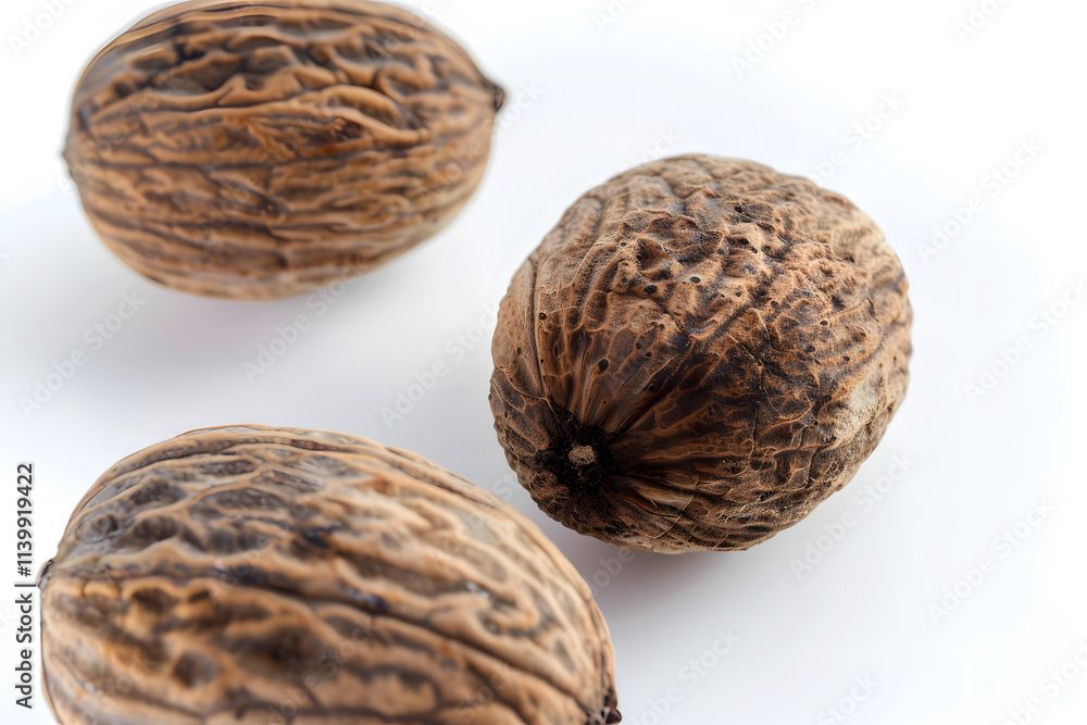 Photography of Whole Nutmeg on White Background – Aromatic Spice for Culinary Use for Food Blogs, Recipes, Spice Packaging, E-commerce, Cookbooks, Ads, Social Media, Health Websites Photography of Whole Nutmeg on White Background – Aromatic Spice for Culinary Use for Food Blogs, Recipes, Spice Packaging, E-commerce, Cookbooks, Ads, Social Media, Health Websites