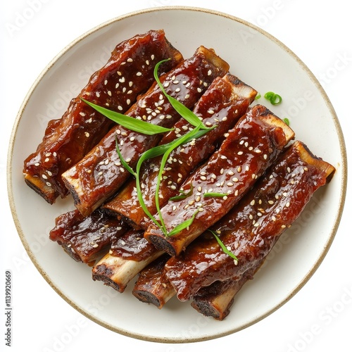 Galbi (Korean BBQ Ribs) isolated on white background photo