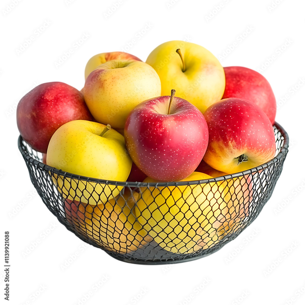 Fresh apples in A metal basket filled with apple transparent background Fresh apples in A metal basket filled with apple transparent background