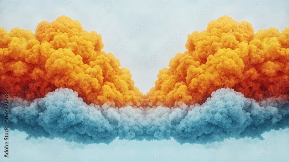 Fototapeta premium Abstract Autumn Cloudscape Orange Yellow Blue Hues Seasonal Change