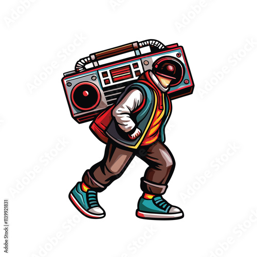 Create a vibrant anime-style illustration of a character stylishly dressed in authentic 1980s clothing, showcasing bold colors and retro patterns.  Emphasis on detailed clothing and 80s aesthetics.