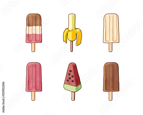 Set of hand drawn popsicle