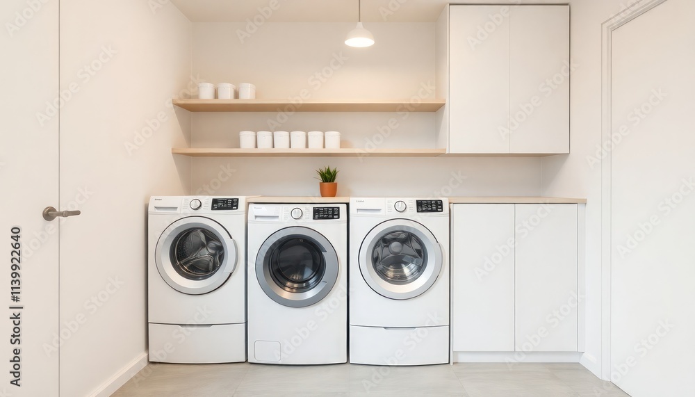 Scandinavian Style - Interior Design Laundry Room With Scandinavian Concept - Hotel Laundry Room - Apartment Laundry Room Interior With Washing Machine - Interior Design Scandinavian Style - Interior Design Laundry Room With Scandinavian Concept - Hotel Laundry Room - Apartment Laundry Room Interior With Washing Machine - Interior Design