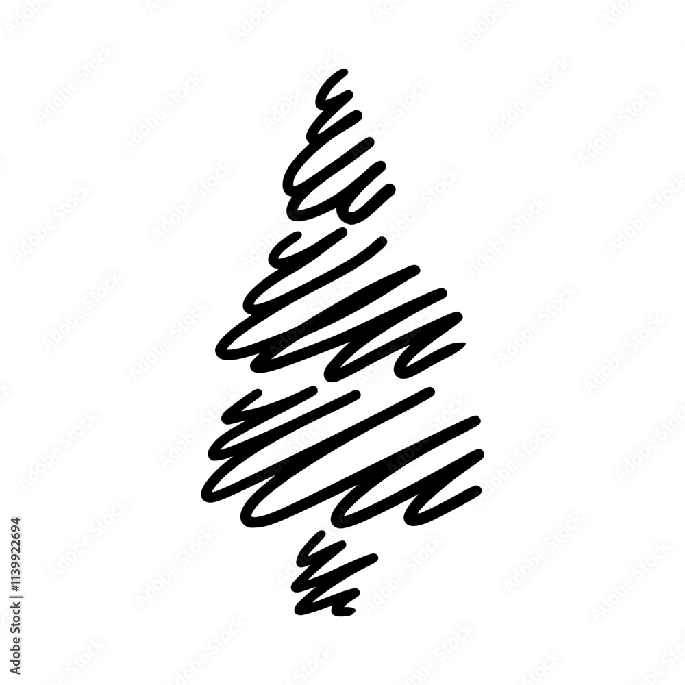 Hand drawn Christmas tree. Xmas tree isolated on a white background. Vector illustration Hand drawn Christmas tree. Xmas tree isolated on a white background. Vector illustration