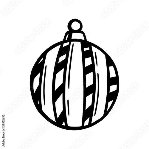 Christmas tree toy with ornaments. Xmas ball in a simple shape isolated on a white background. Vector illustration