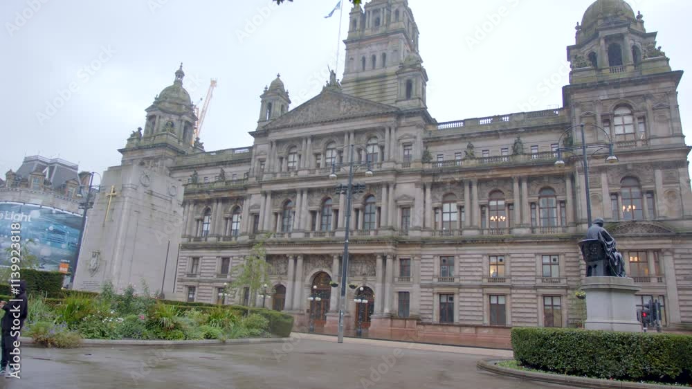 Glasgow City Council building against cloudy sky in George Square, Glasgow city, Scotland, UK Glasgow City Council building against cloudy sky in George Square, Glasgow city, Scotland, UK