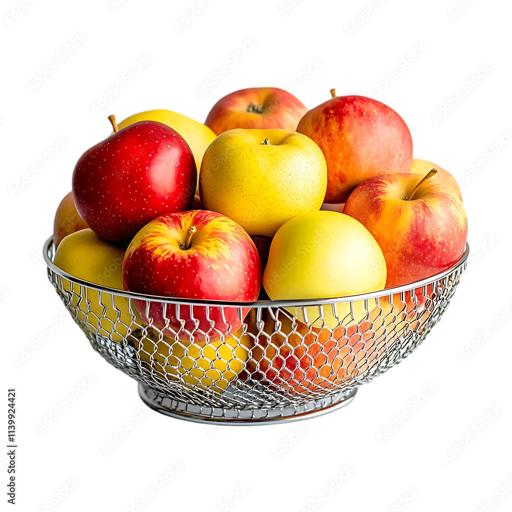 Fresh apples in A metal basket filled with apple transparent background Fresh apples in A metal basket filled with apple transparent background