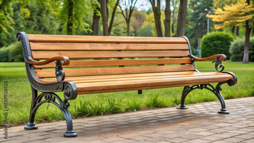 Classic wooden park bench with sturdy metal legs , park, bench, wooden, metal, legs, outdoor, furniture, vintage Classic wooden park bench with sturdy metal legs , park, bench, wooden, metal, legs, outdoor, furniture, vintage