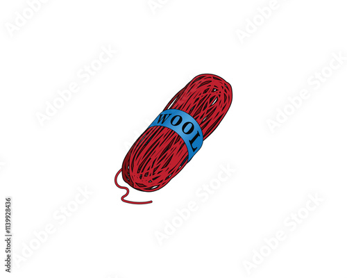 vector design of a skein of red woolen thread