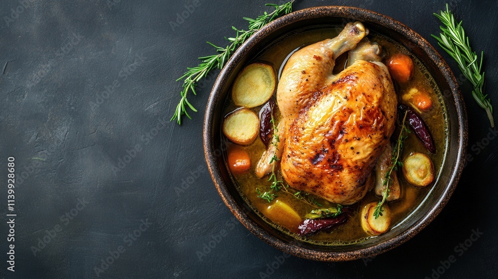 Roasted Chicken in Broth with Root Vegetables and Herbs Roasted Chicken in Broth with Root Vegetables and Herbs