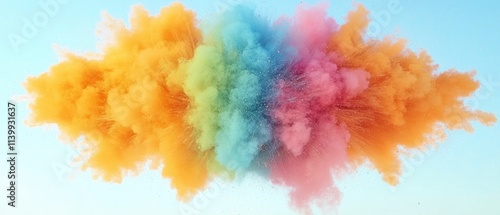 Vibrant Rainbow Color Powder Explosion Festive Holi Celebration Abstract Art Background