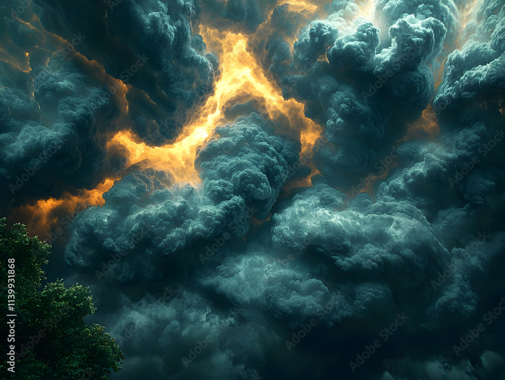 Fiery Cloudscape: Dramatic Stormy Sky, Nature's Fury Unleashed Fiery Cloudscape: Dramatic Stormy Sky, Nature's Fury Unleashed