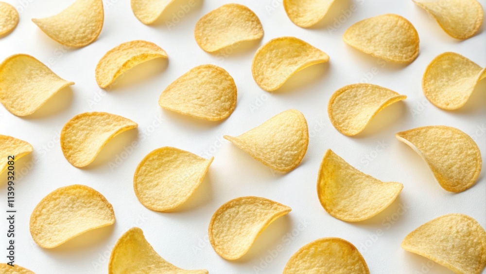 Aerial Shot of Fresh Potato Chips Aerial Shot of Fresh Potato Chips