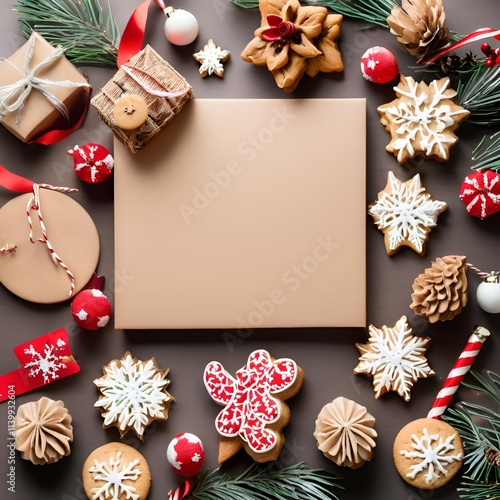 christmas card with gingerbread cookies