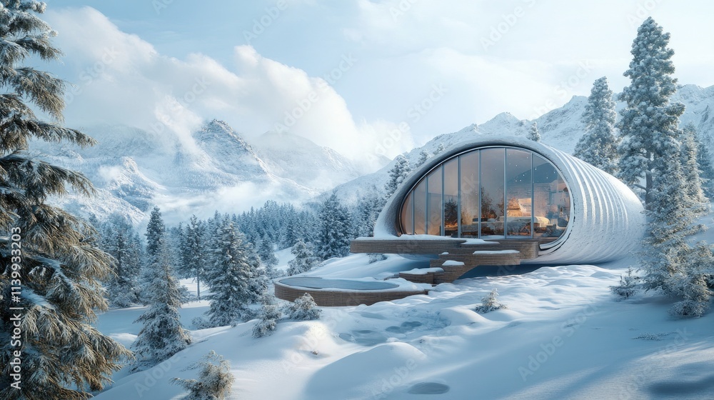 Modern Winter Mountain Home With Panoramic Views Modern Winter Mountain Home With Panoramic Views