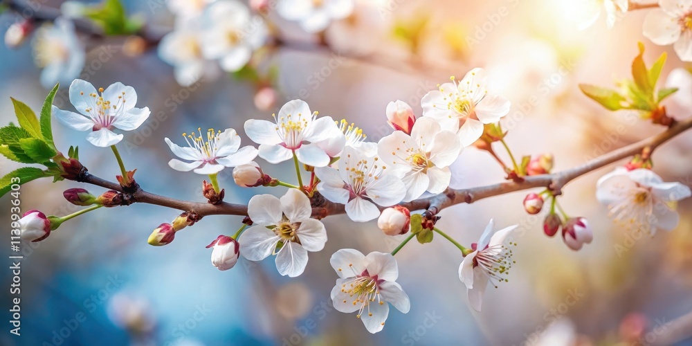 Close-up of delicate blossoming flowers on a tree branch in spring, spring, blooming, tree, flowers, close-up, delicate, petals Close-up of delicate blossoming flowers on a tree branch in spring, spring, blooming, tree, flowers, close-up, delicate, petals