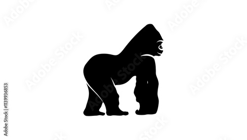 gorilla emblem, black isolated silhouette