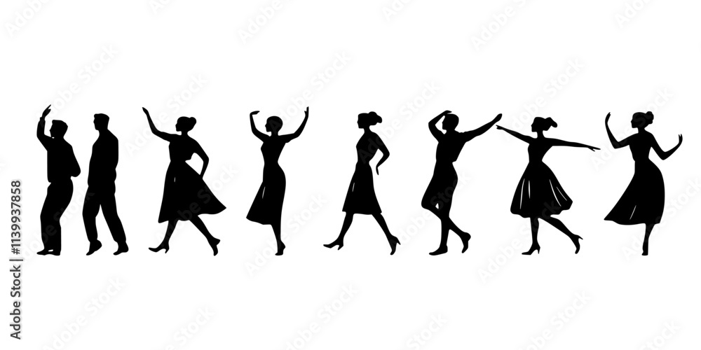Obraz premium Dancers practicing their choreography in preparation for an upcoming festival, Illustration