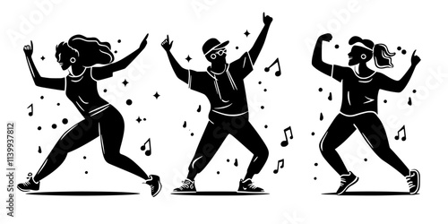 Dancers celebrating their performance success after a local hip hop event, Illustration