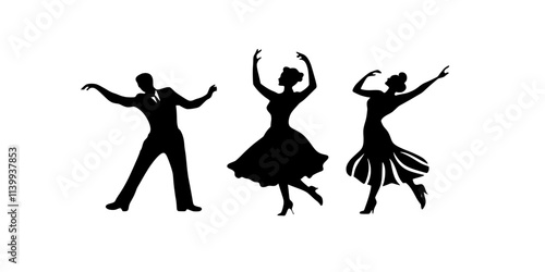 Dancers performing a lively salsa routine on stage during a festival, Illustration