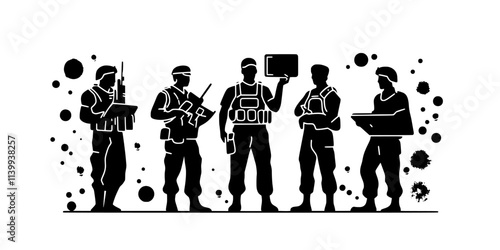 Gamers issuing orders to their troops while expanding their base on a digital battlefield, Illustration