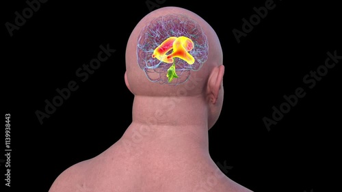 Enlarged lateral ventricles of brain, animation photo