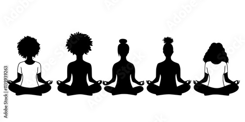 Individuals practicing mantra repetition as part of transcendental meditation, Illustration