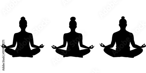 Individuals focusing on their breath during a meditation practice, Illustration