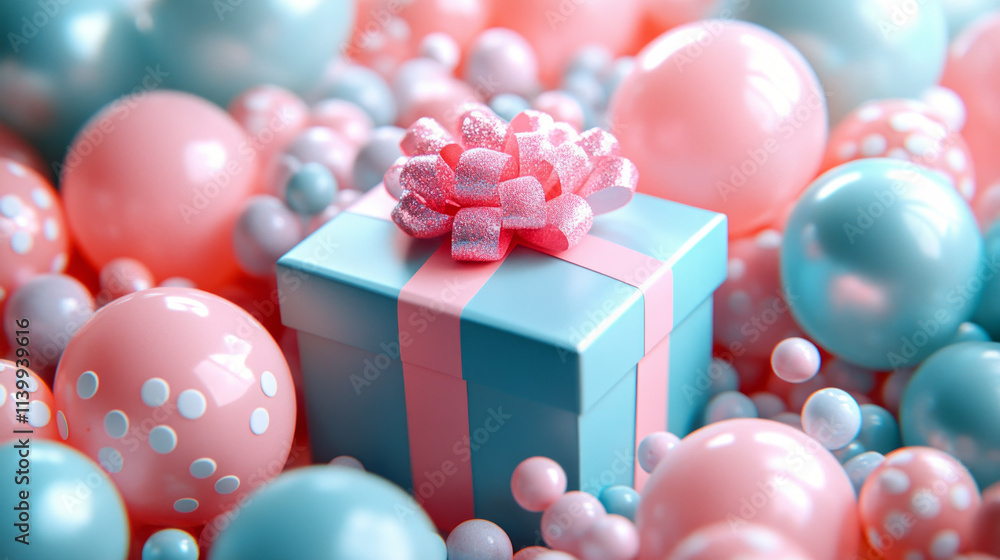 gift boxes and balloons, birthday party, holidays background gift boxes and balloons, birthday party, holidays background