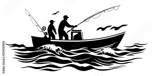 Testing skills in rough ocean waters, handling unpredictable conditions, Illustration