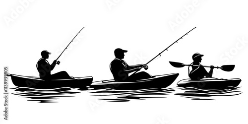 Participants outfitting kayaks with rod holders for hands-free fishing, Illustration