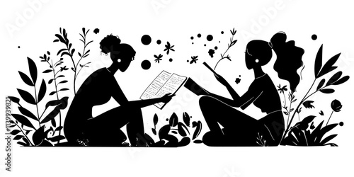 Performers collaborating on a new drama script in a creative writing workshop, Illustration